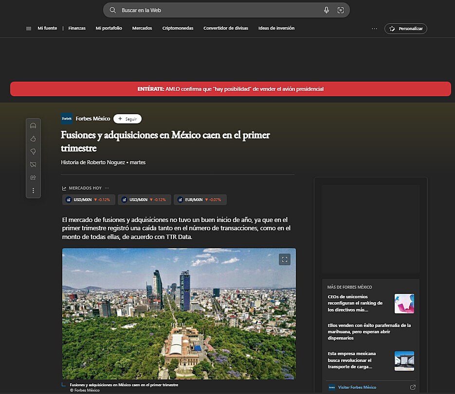 Fusiones y adquisiciones en Mxico caen en el primer trimestre
